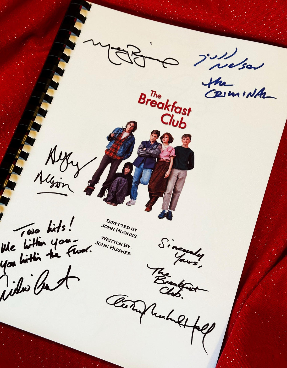 THE BREAKFAST CLUB Signed Movie Script, With Printed Cast Signatures, Autographs