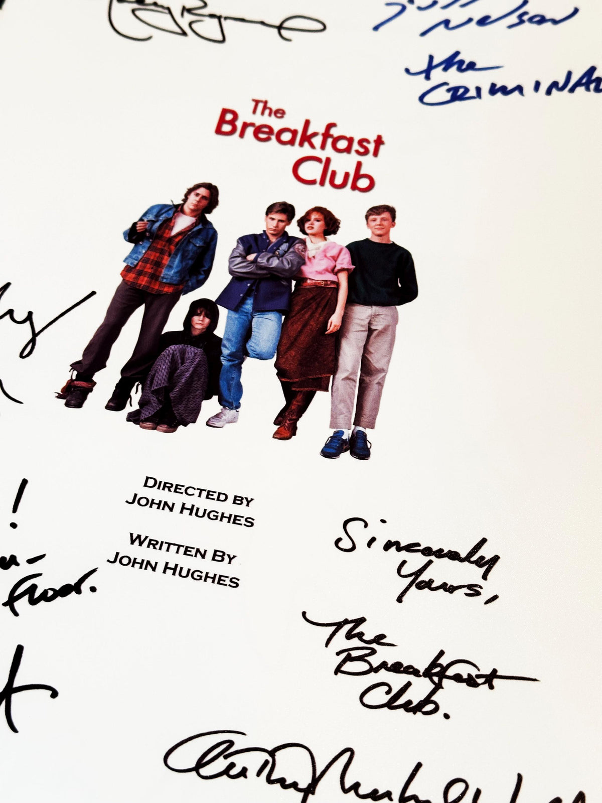 THE BREAKFAST CLUB Signed Movie Script, With Printed Cast Signatures, Autographs