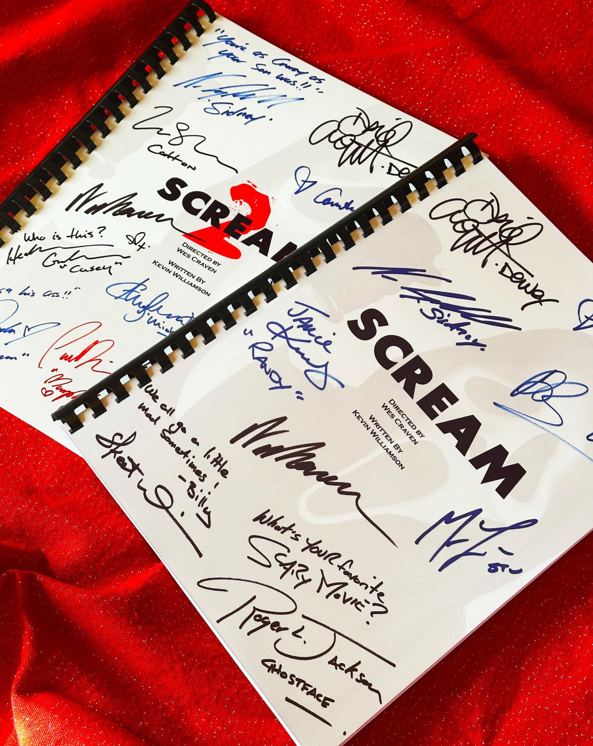 SCREAM MOVIE SCRIPTS Collection, Parts 1 & 2, With Printed Cast Signatures, Autographs