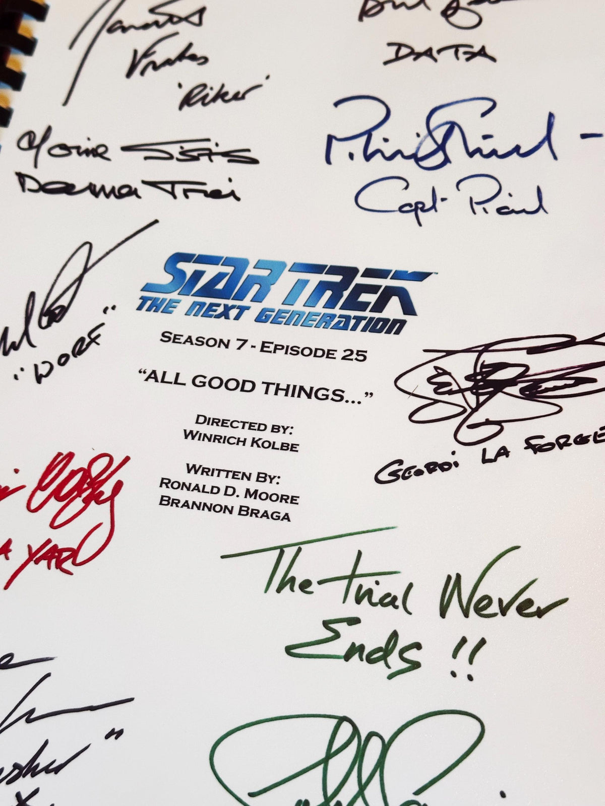 ALL GOOD THINGS, Trek, Movie Script, With Printed Cast Signatures, Autographs