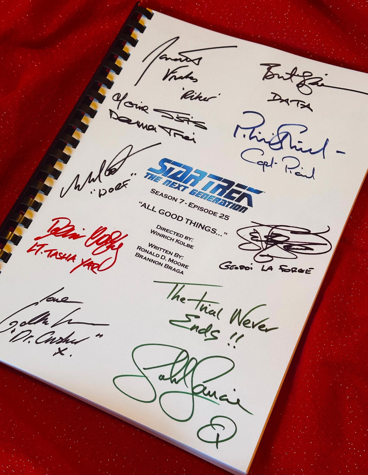 ALL GOOD THINGS, Trek, Movie Script, With Printed Cast Signatures, Autographs