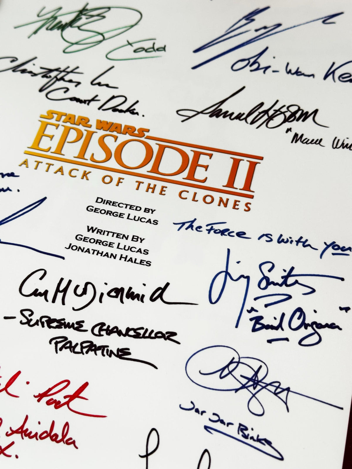 ATTACK, CLONES, Movie Script, With Printed Cast Signatures, Autographs
