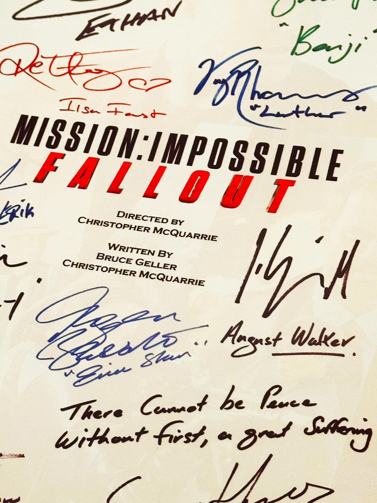 MISSION, IMPOSSIBLE, FALLOUT, Movie Script, With Printed Cast Signatures, Autographs