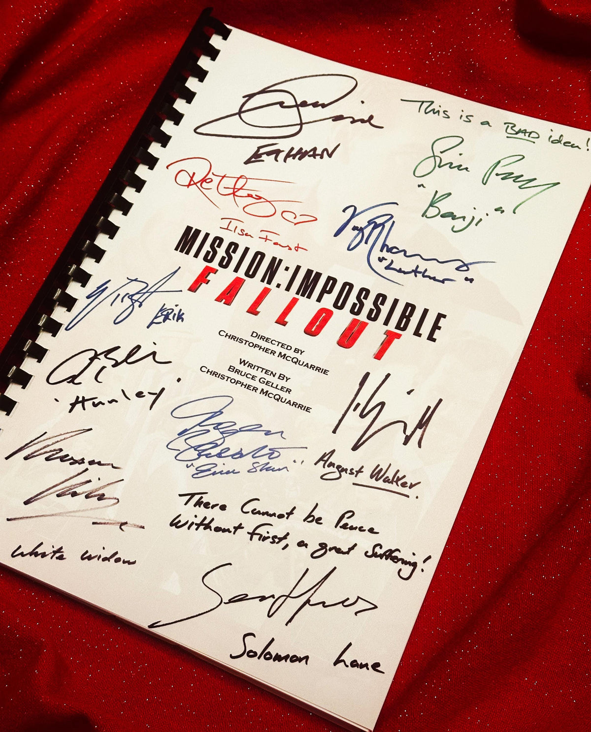 MISSION, IMPOSSIBLE, FALLOUT, Movie Script, With Printed Cast Signatures, Autographs