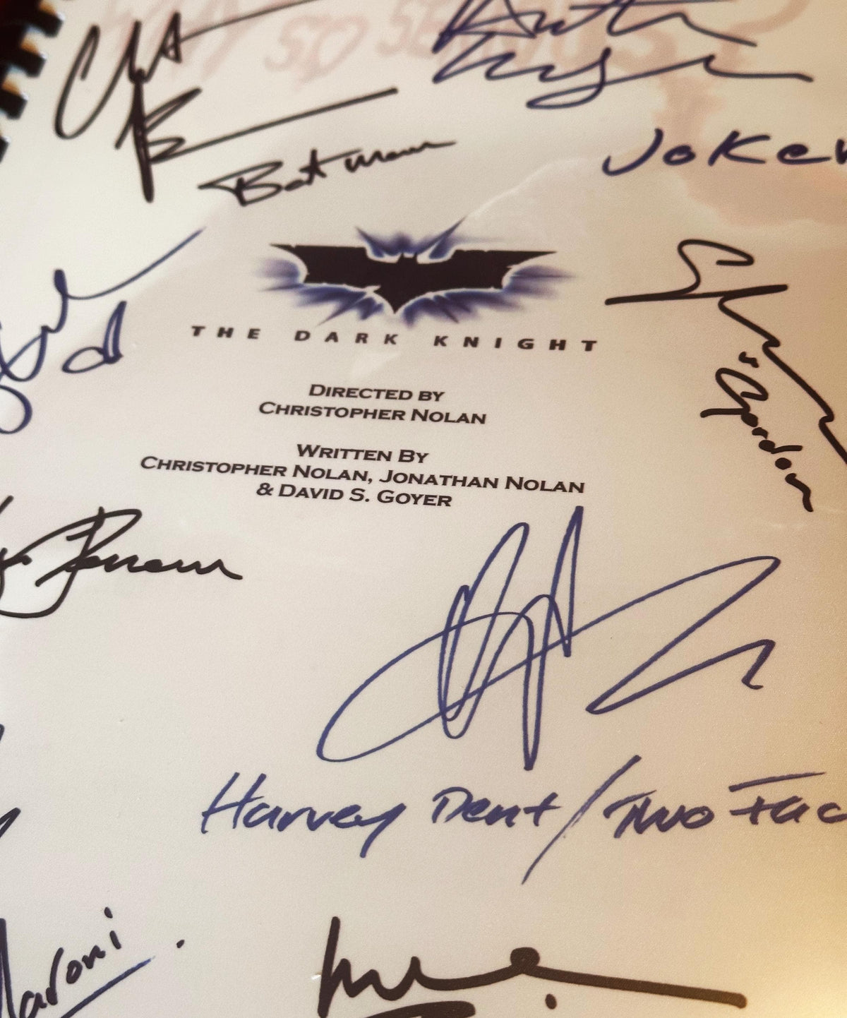 DARK, KNIGHT, Movie Script, With Printed Cast Signatures, Autographs
