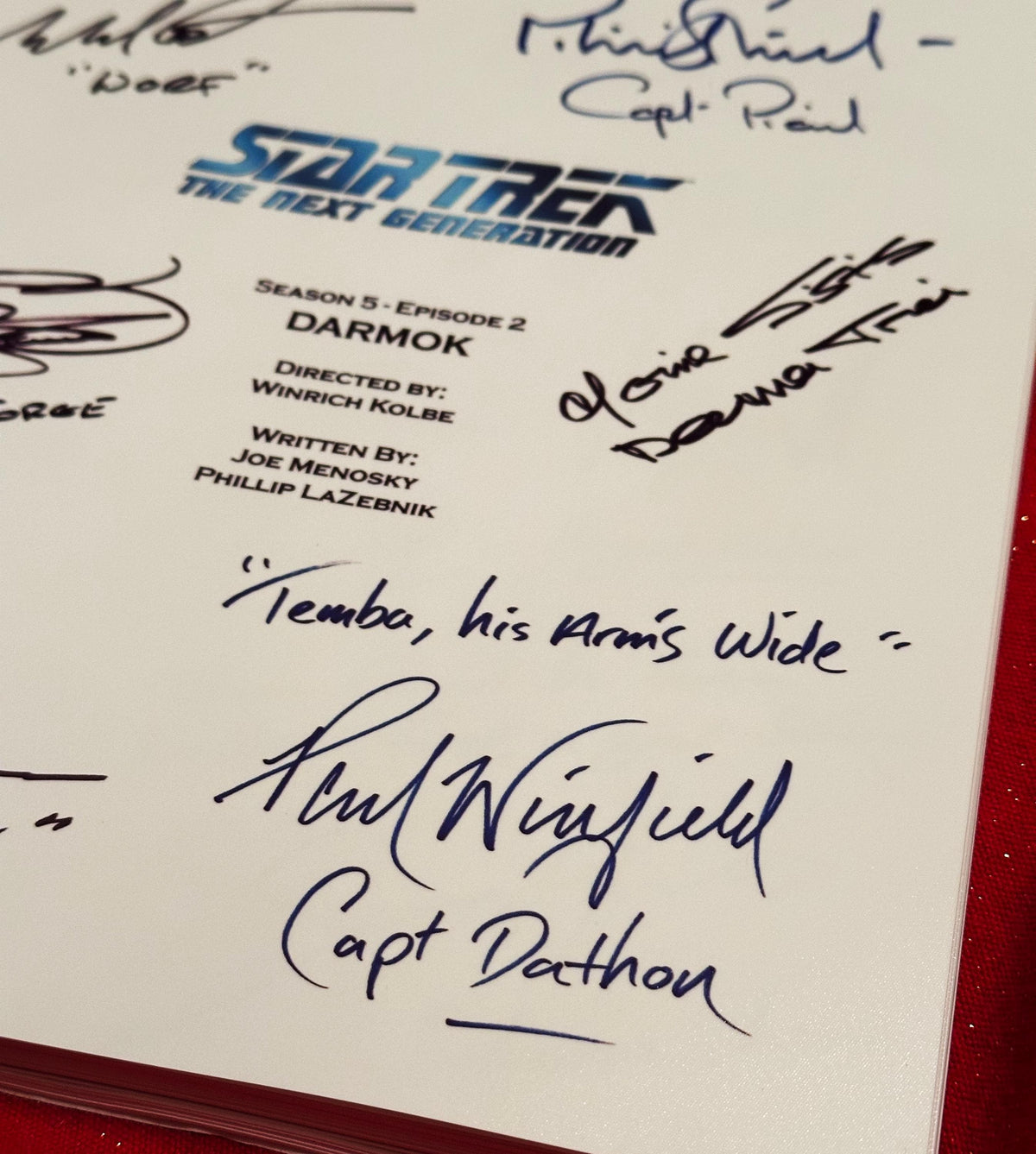 TREK, Next Generation, DARMOK, Script, With Printed Cast Signatures, Autographs