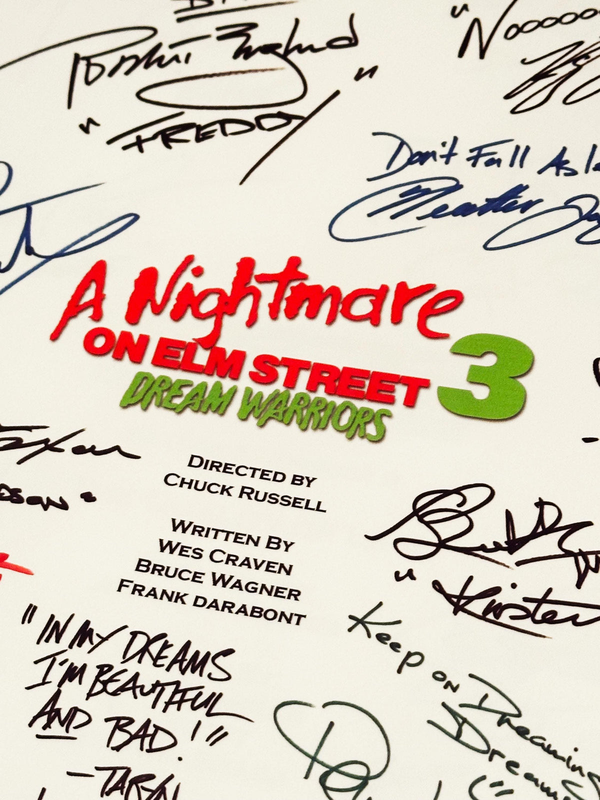 A NIGHTMARE On ELM STREET, Dream Warriors Movie Script, With Printed Cast Signatures, Autographs
