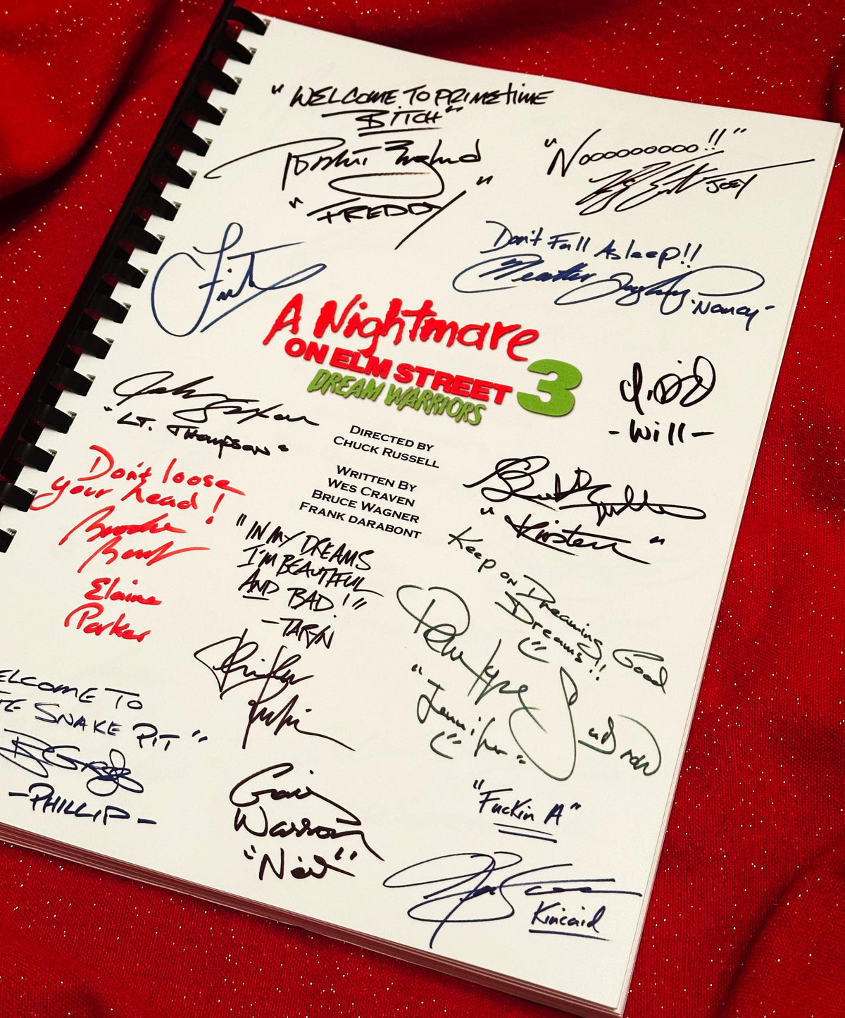 A NIGHTMARE On ELM STREET, Dream Warriors Movie Script, With Printed Cast Signatures, Autographs