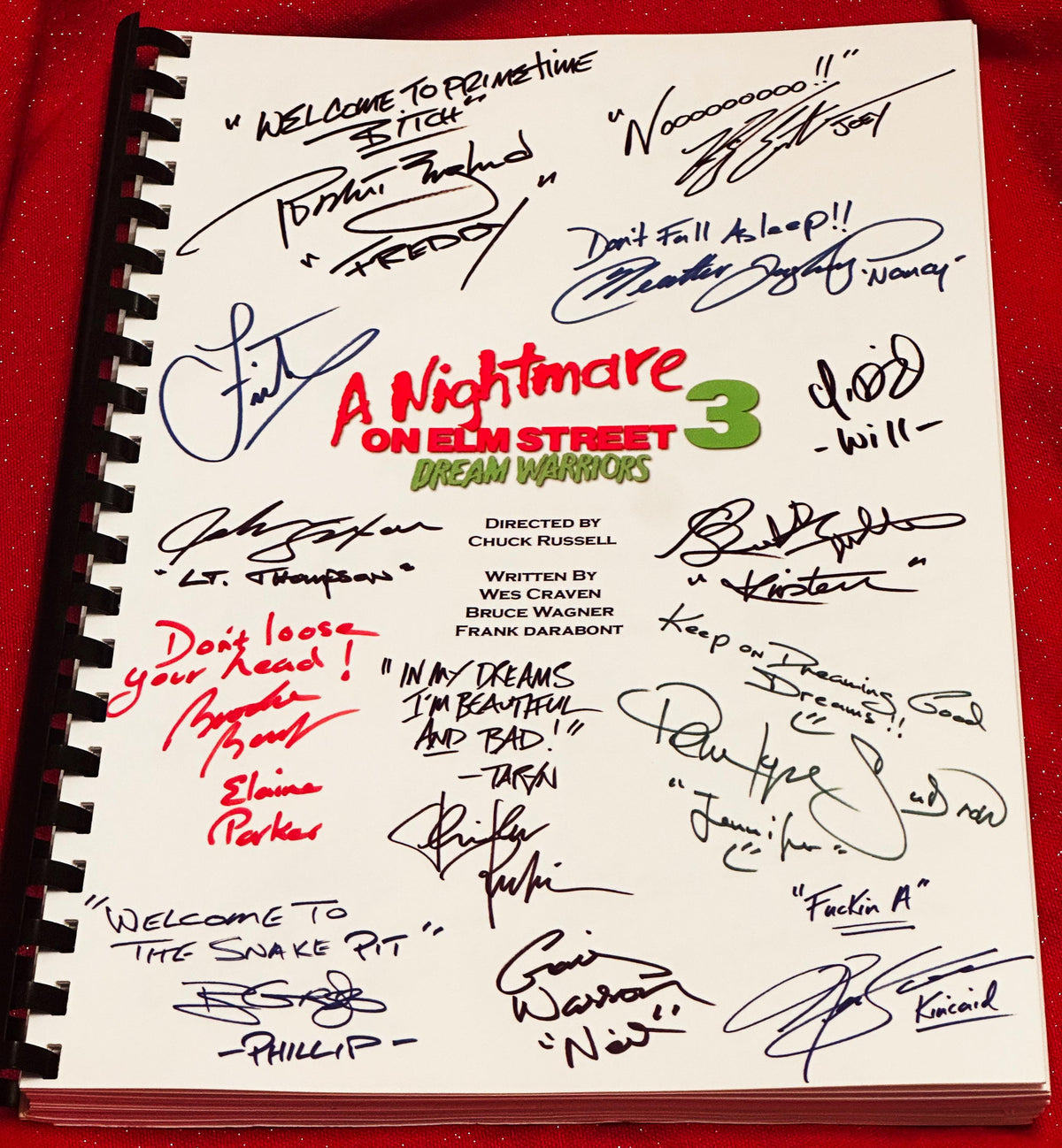 A NIGHTMARE On ELM STREET, Dream Warriors Movie Script, With Printed Cast Signatures, Autographs