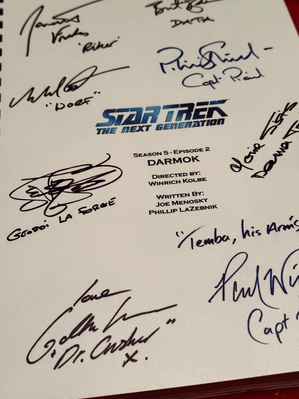 TREK, Next Generation, DARMOK, Script, With Printed Cast Signatures, Autographs