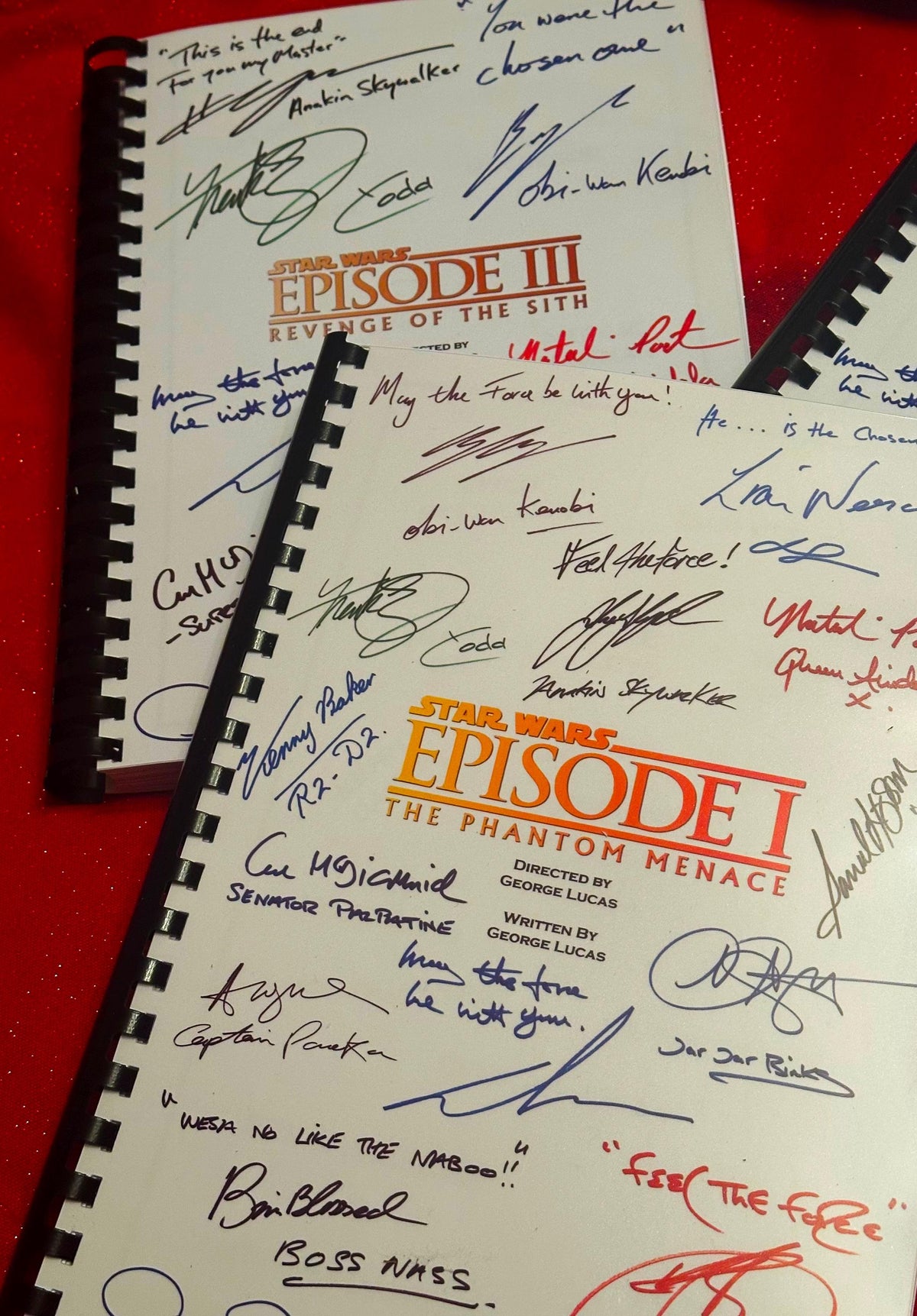 Script Collection, ALL 3 Prequel Scripts, Phantom, Menace, Attack, Clones, Revenge, Sith, With Printed Cast Signatures, Autographs