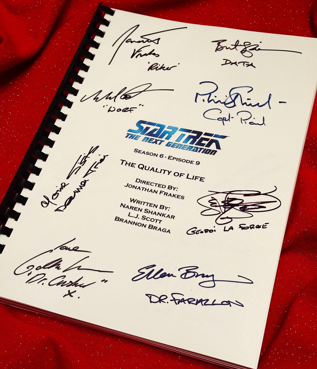 TREK, Next Generation, Quality of Life, Script, Film Script, Screenplay, With Printed Cast Signatures, Autographs