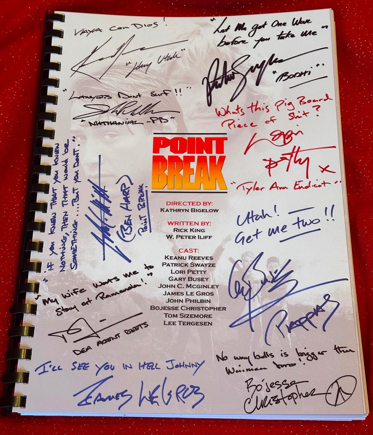 Point Break Movie Script With Printed Cast Signatures, Autographs