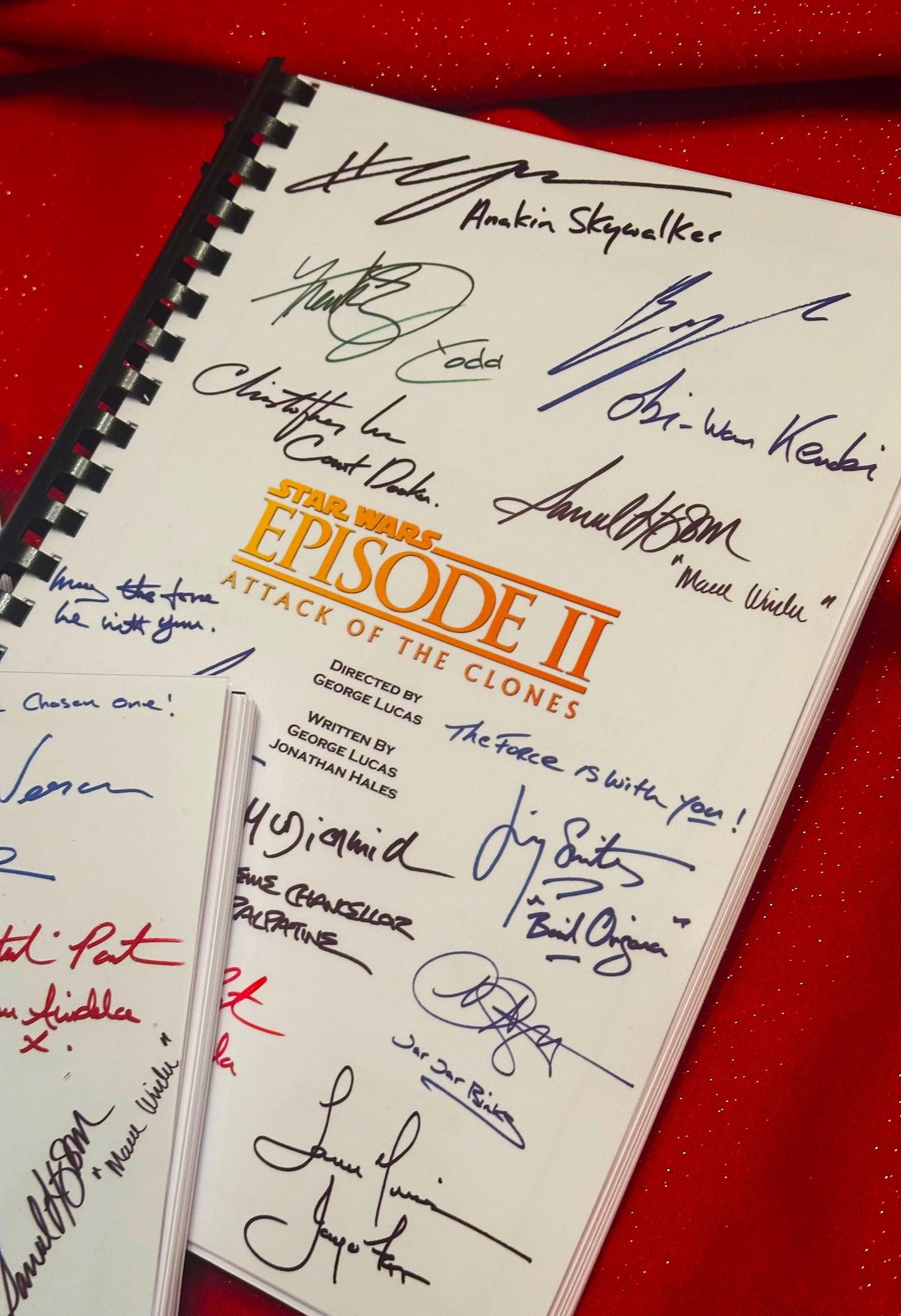 Script Collection, ALL 3 Prequel Scripts, Phantom, Menace, Attack, Clones, Revenge, Sith, With Printed Cast Signatures, Autographs