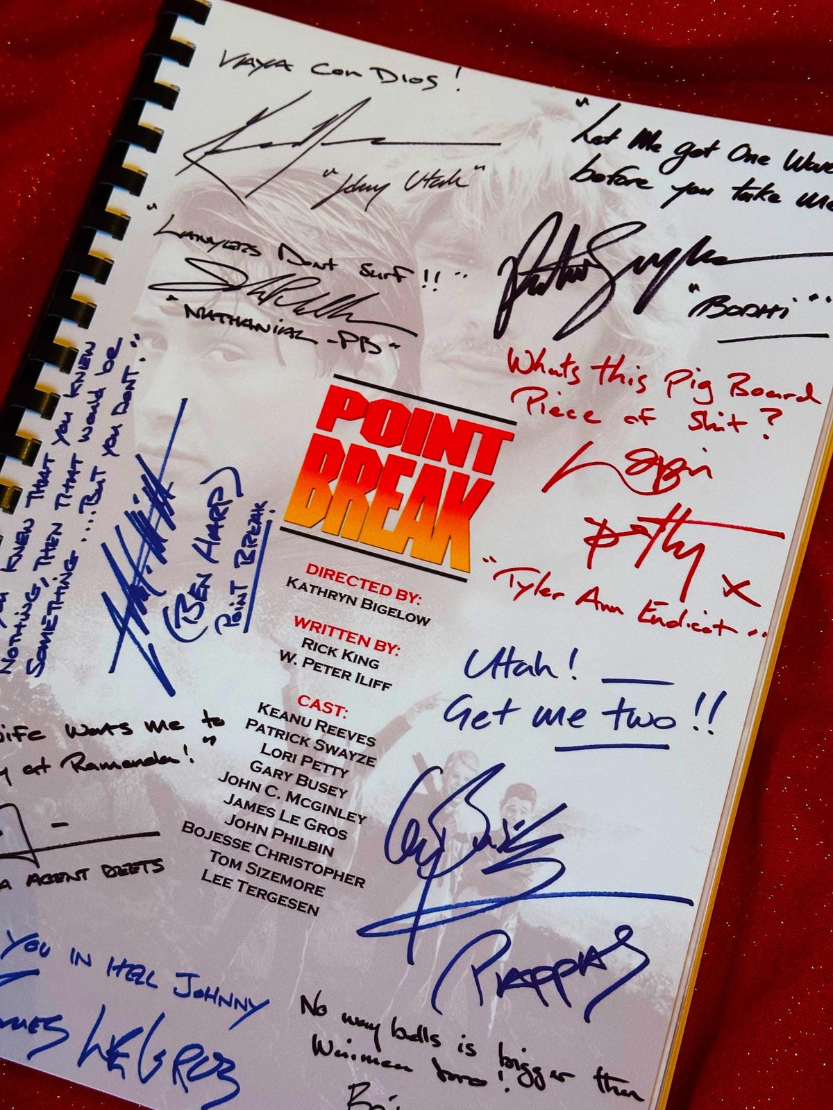 Point Break Movie Script With Printed Cast Signatures, Autographs