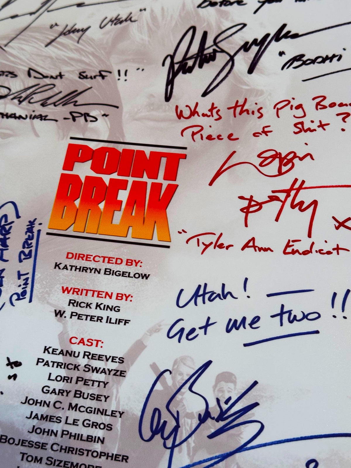 Point Break Movie Script With Printed Cast Signatures, Autographs