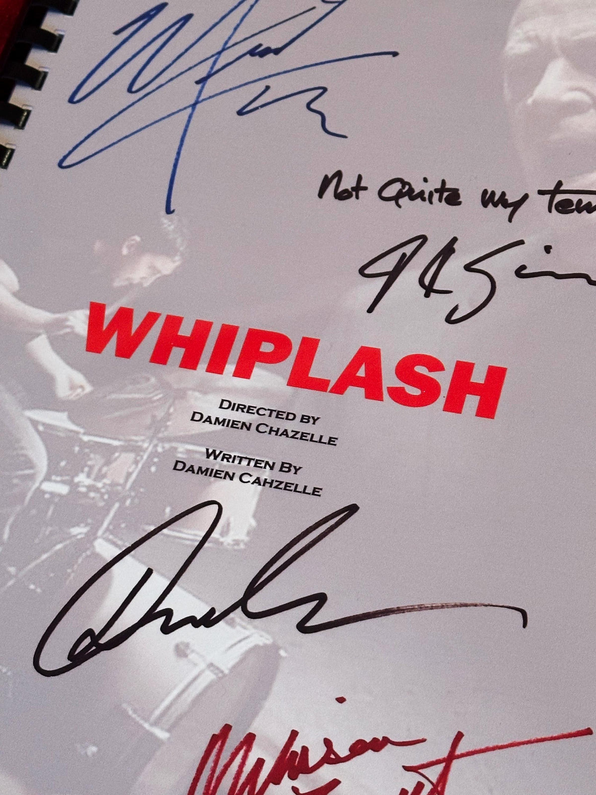 WHIPLASH Movie Script, With Printed Cast Signatures, Autographs