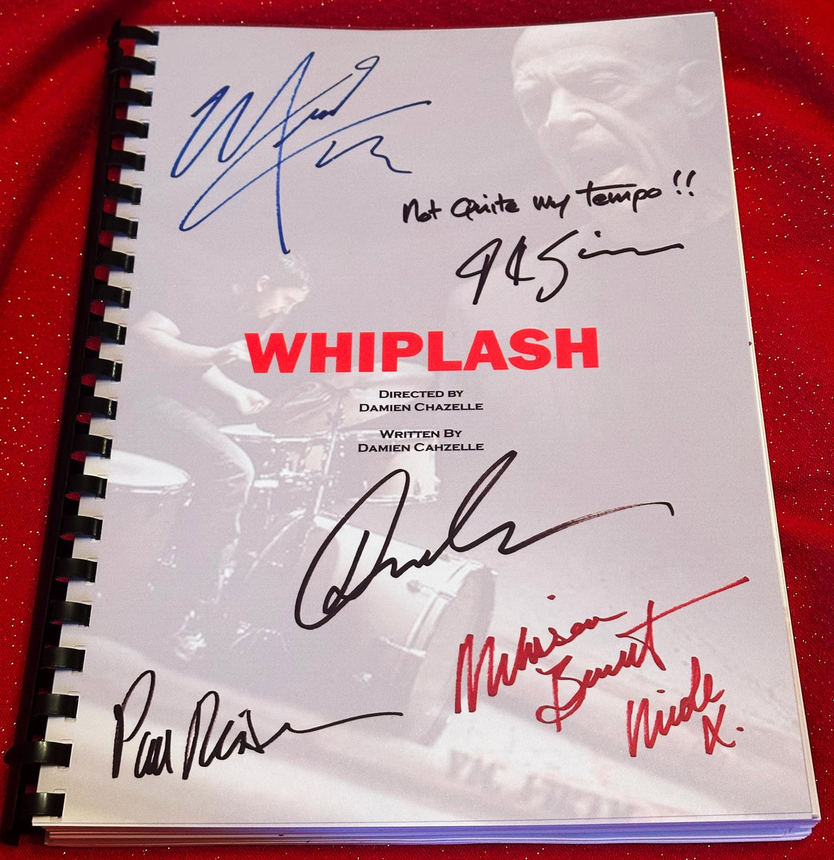 WHIPLASH Movie Script, With Printed Cast Signatures, Autographs