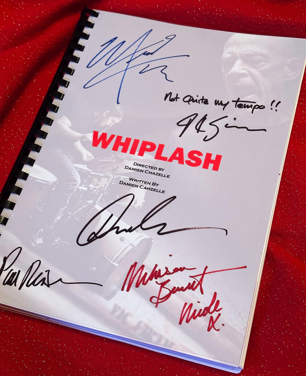 WHIPLASH Movie Script, With Printed Cast Signatures, Autographs