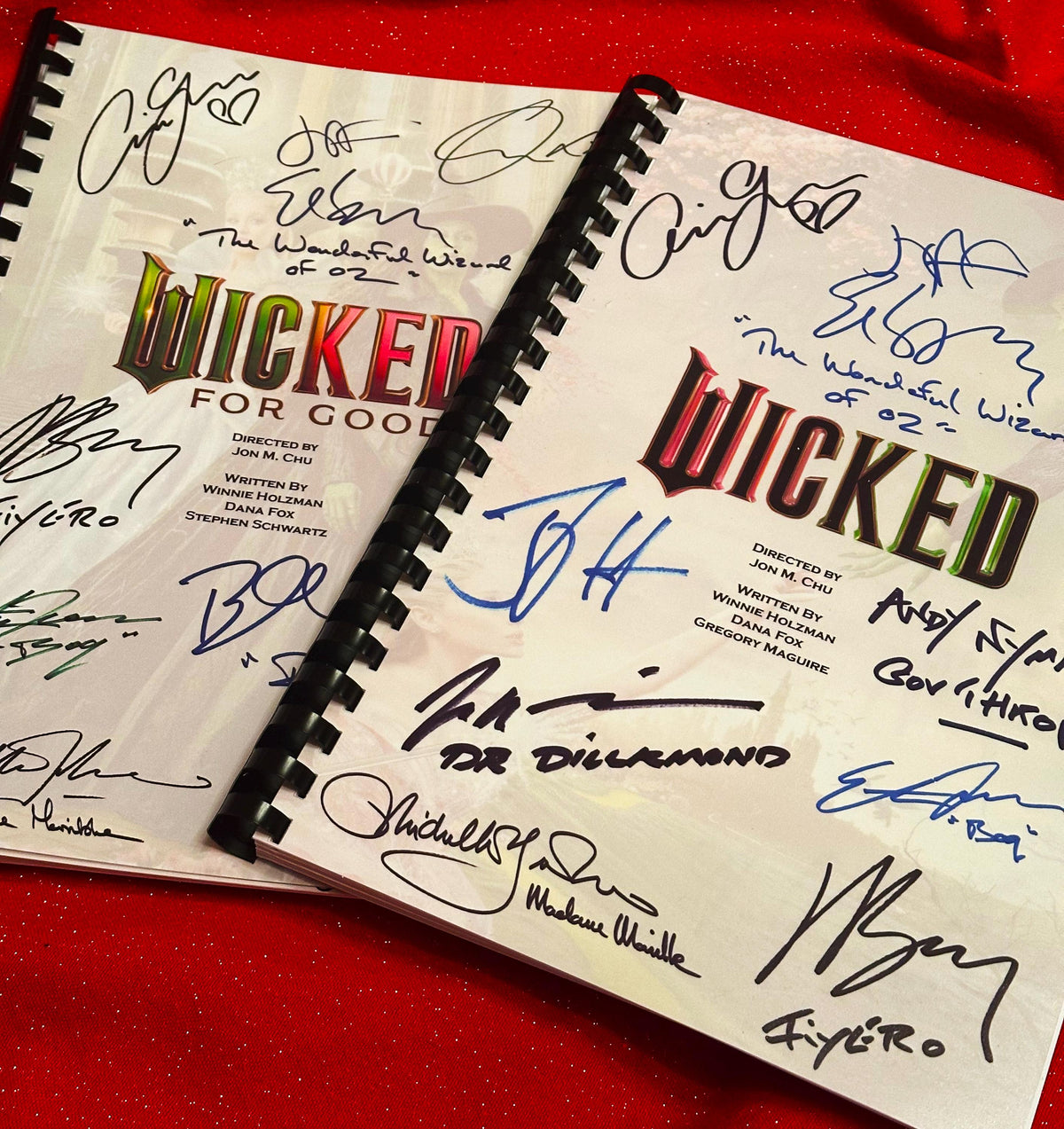 WICKED, Part 1 & 2, For Good, BOTH SCRIPTS, Movie Script, With Printed Cast Signatures, Autographs