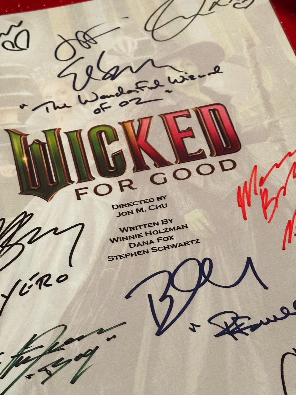 WICKED, FOR, GOOD, Movie Script, With Printed Cast Signatures, Autographs