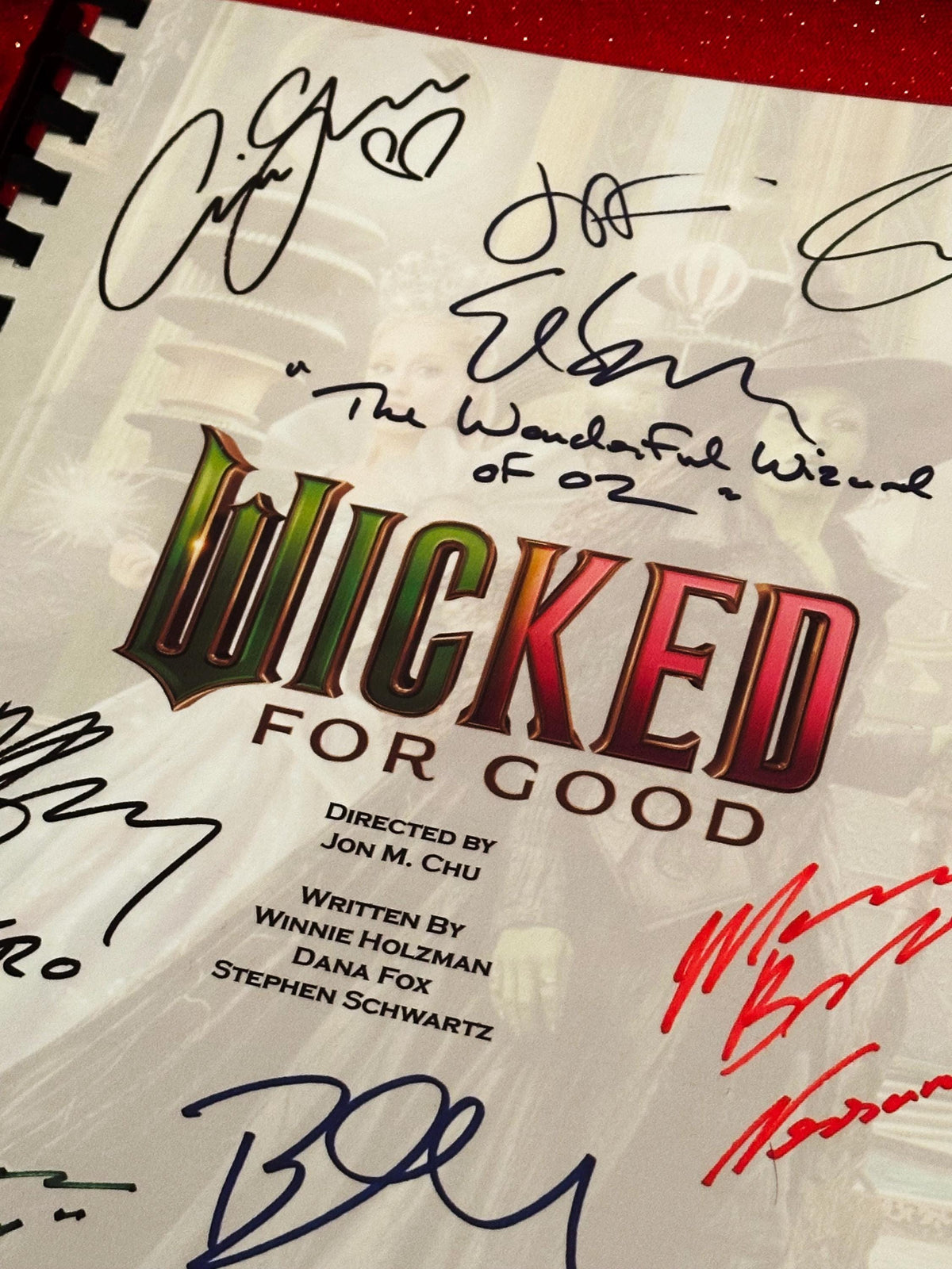 WICKED, FOR, GOOD, Movie Script, With Printed Cast Signatures, Autographs