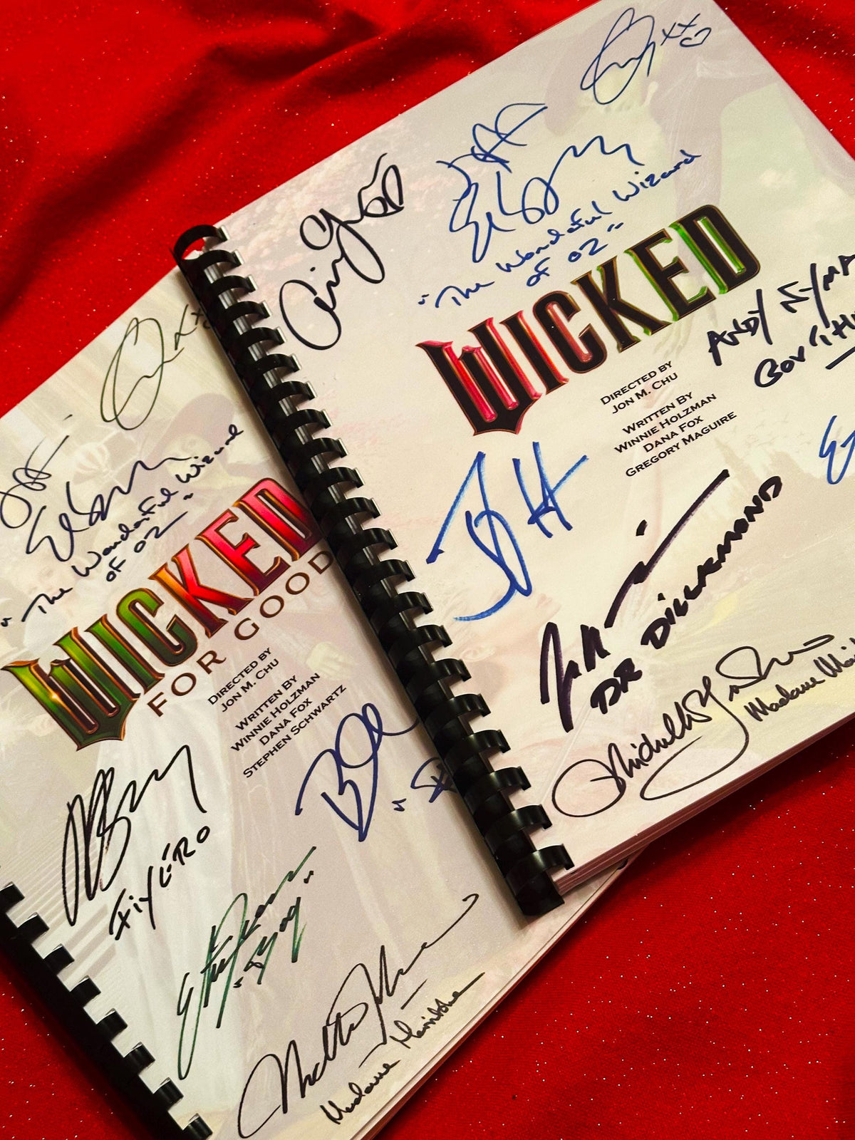 WICKED, Part 1 & 2, For Good, BOTH SCRIPTS, Movie Script, With Printed Cast Signatures, Autographs