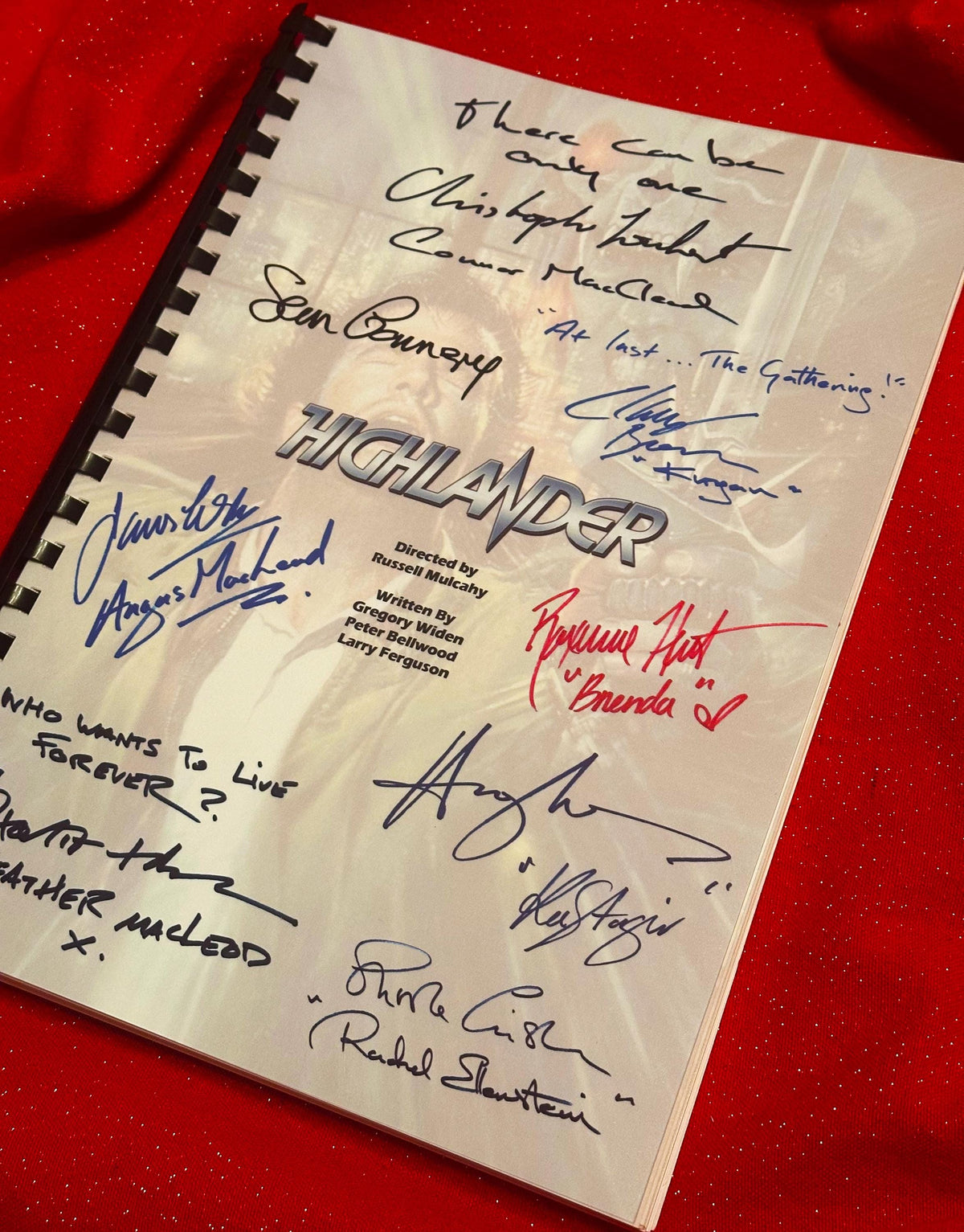 HIGHLANDER Movie Script, With Printed Cast Signatures, Autographs