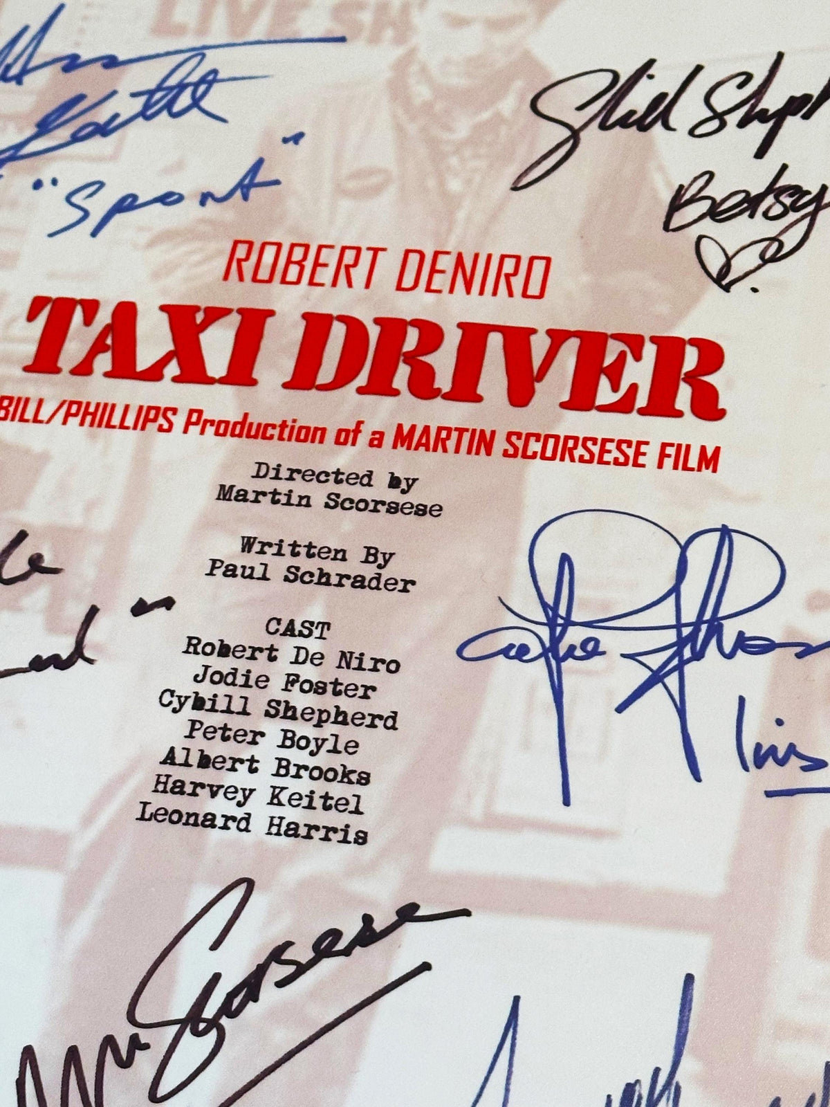 TAXI DRIVER Movie Script, With Printed Cast Signatures, Autographs