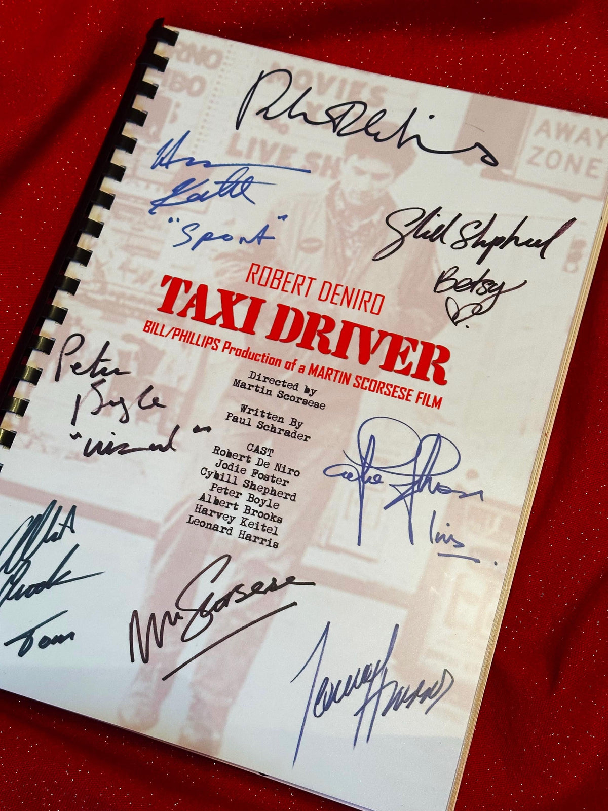 TAXI DRIVER Movie Script, With Printed Cast Signatures, Autographs
