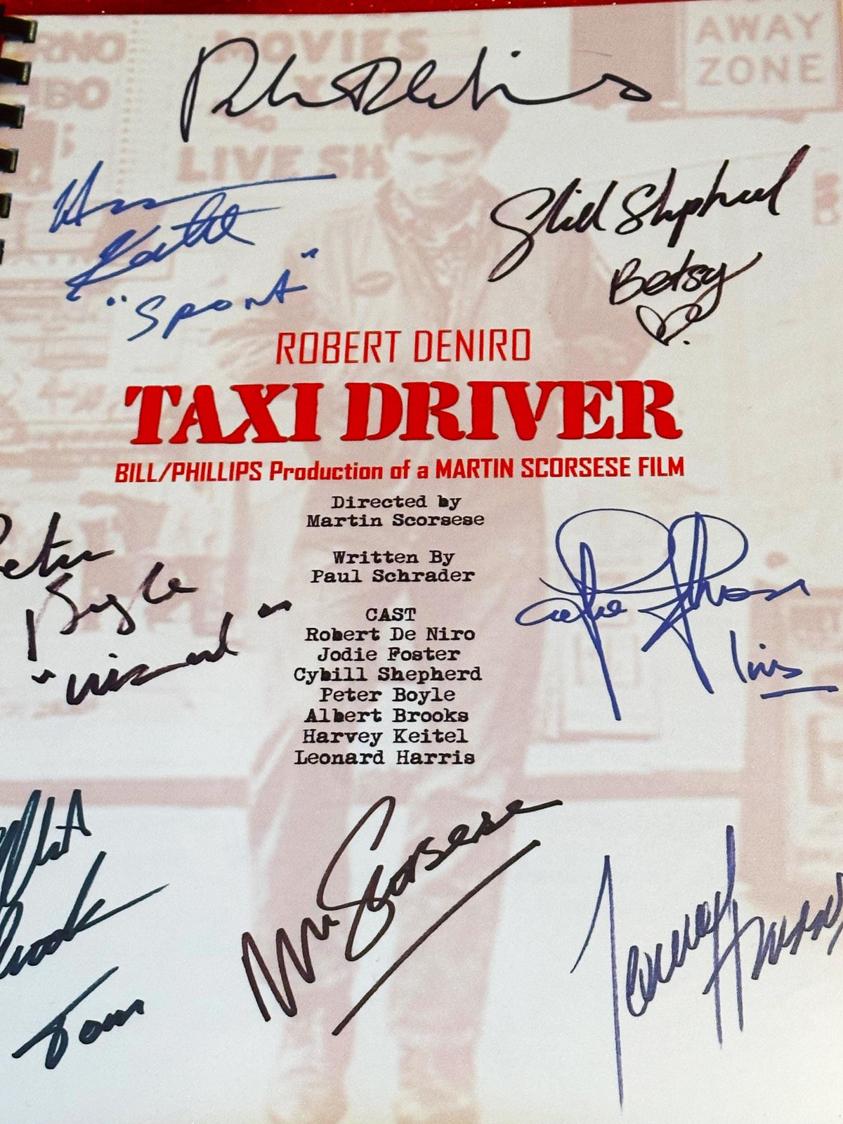 TAXI DRIVER Movie Script, With Printed Cast Signatures, Autographs