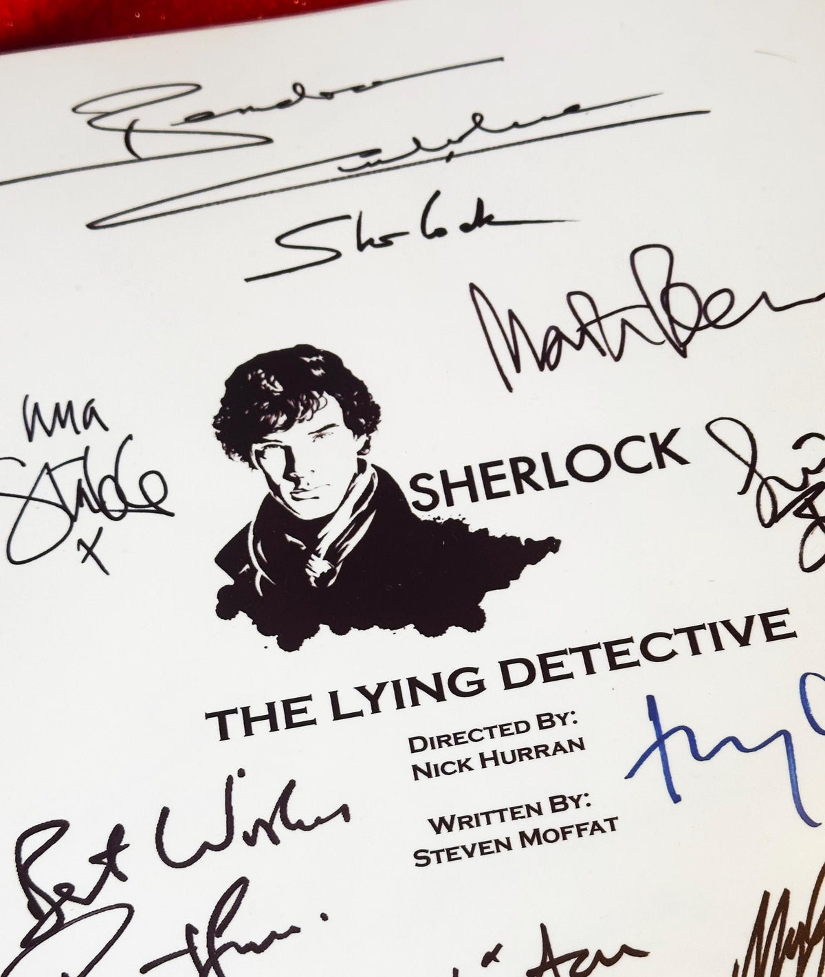 SHERLOCK The Lying Detective Script, With Printed Cast Signatures, Autographs