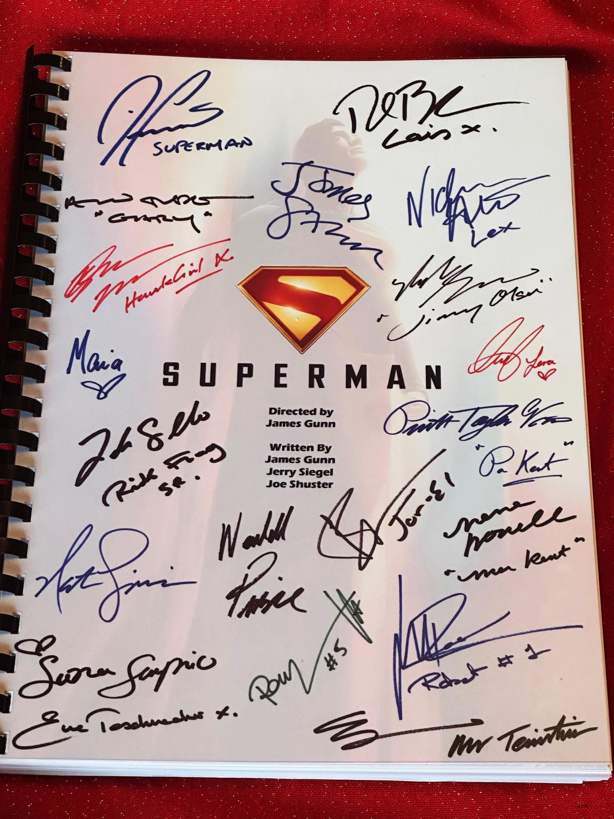 SUPER, MAN Movie Script, With Printed Cast Signatures, Autographs