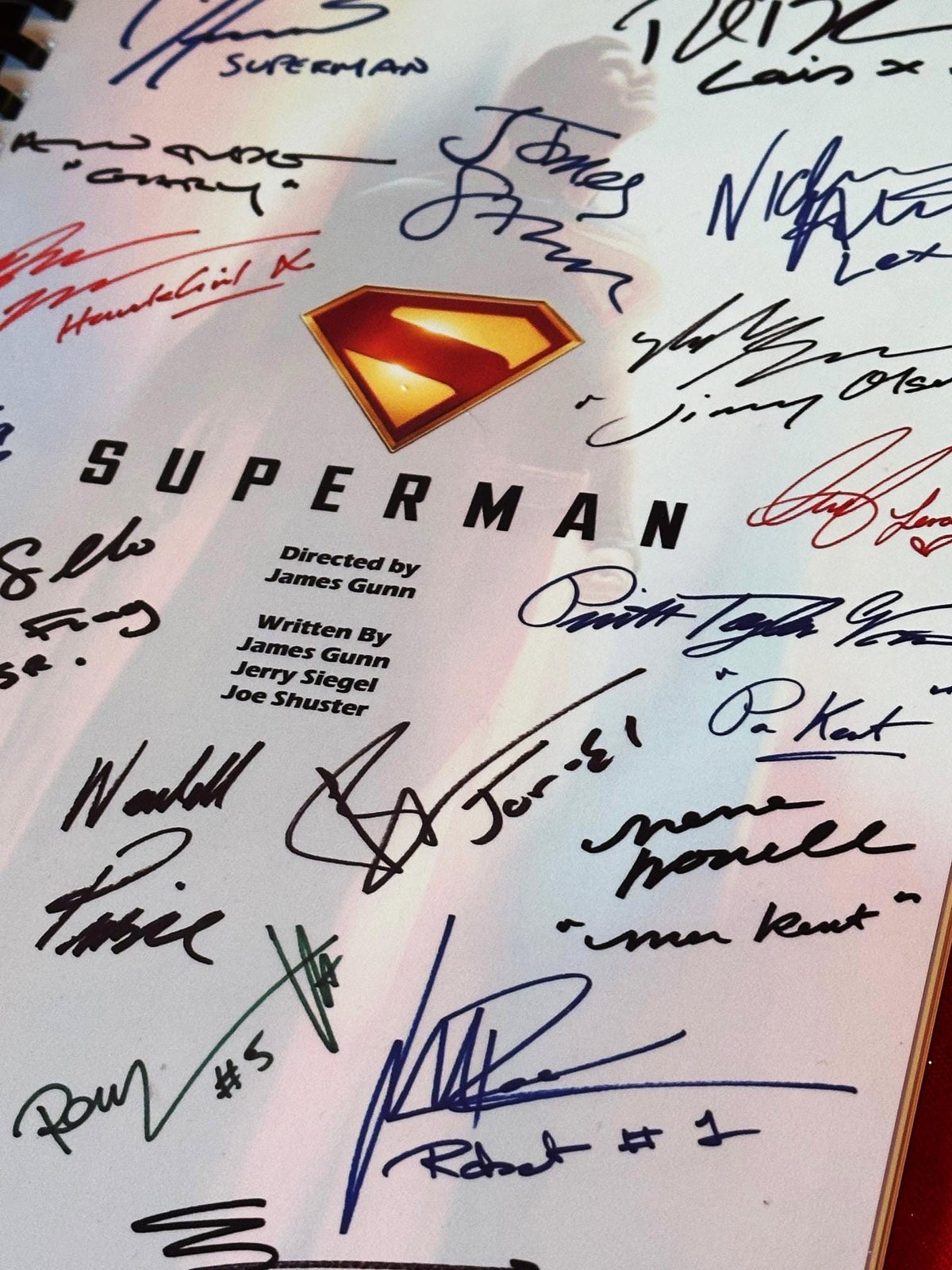 SUPER, MAN Movie Script, With Printed Cast Signatures, Autographs