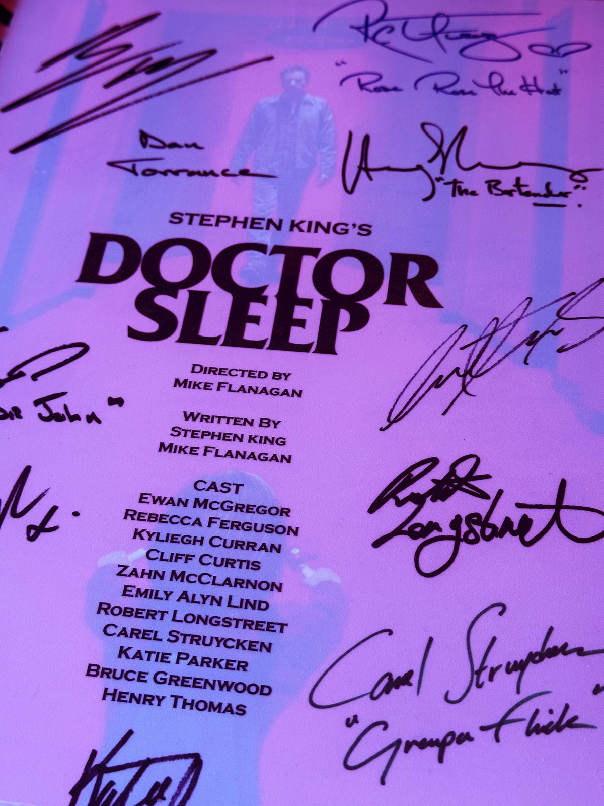 DOCTOR, SLEEP Movie Script, With Printed Cast Signatures, Autographs