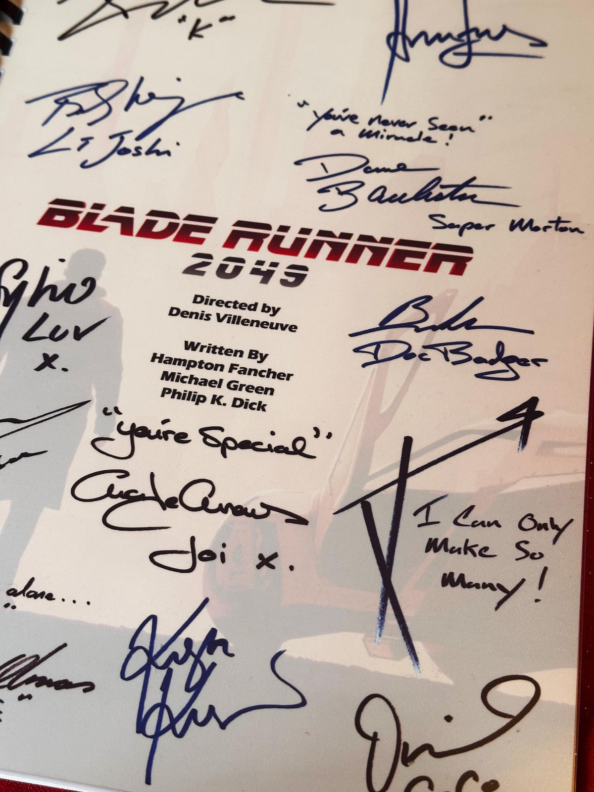 BLADE, RUNNER, 2049 Movie Script, With Printed Cast Signatures, Autographs