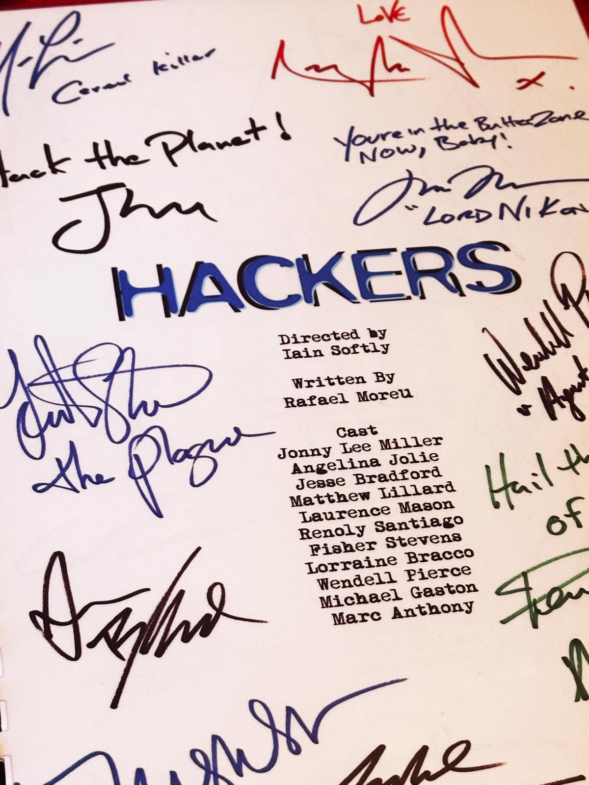 HACKERS, Movie Script, With Printed Cast Signatures, Autographs