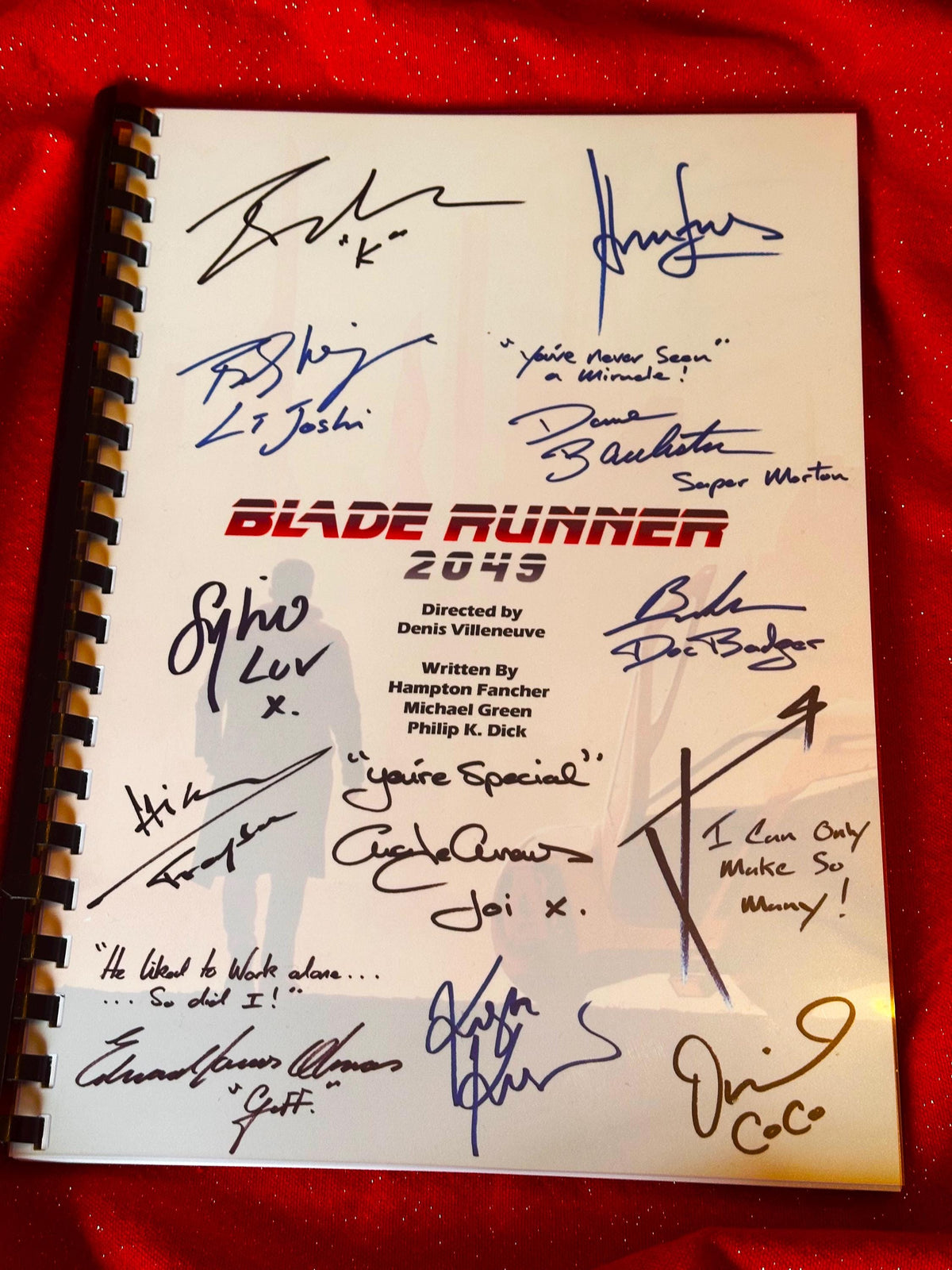 BLADE, RUNNER, 2049 Movie Script, With Printed Cast Signatures, Autographs