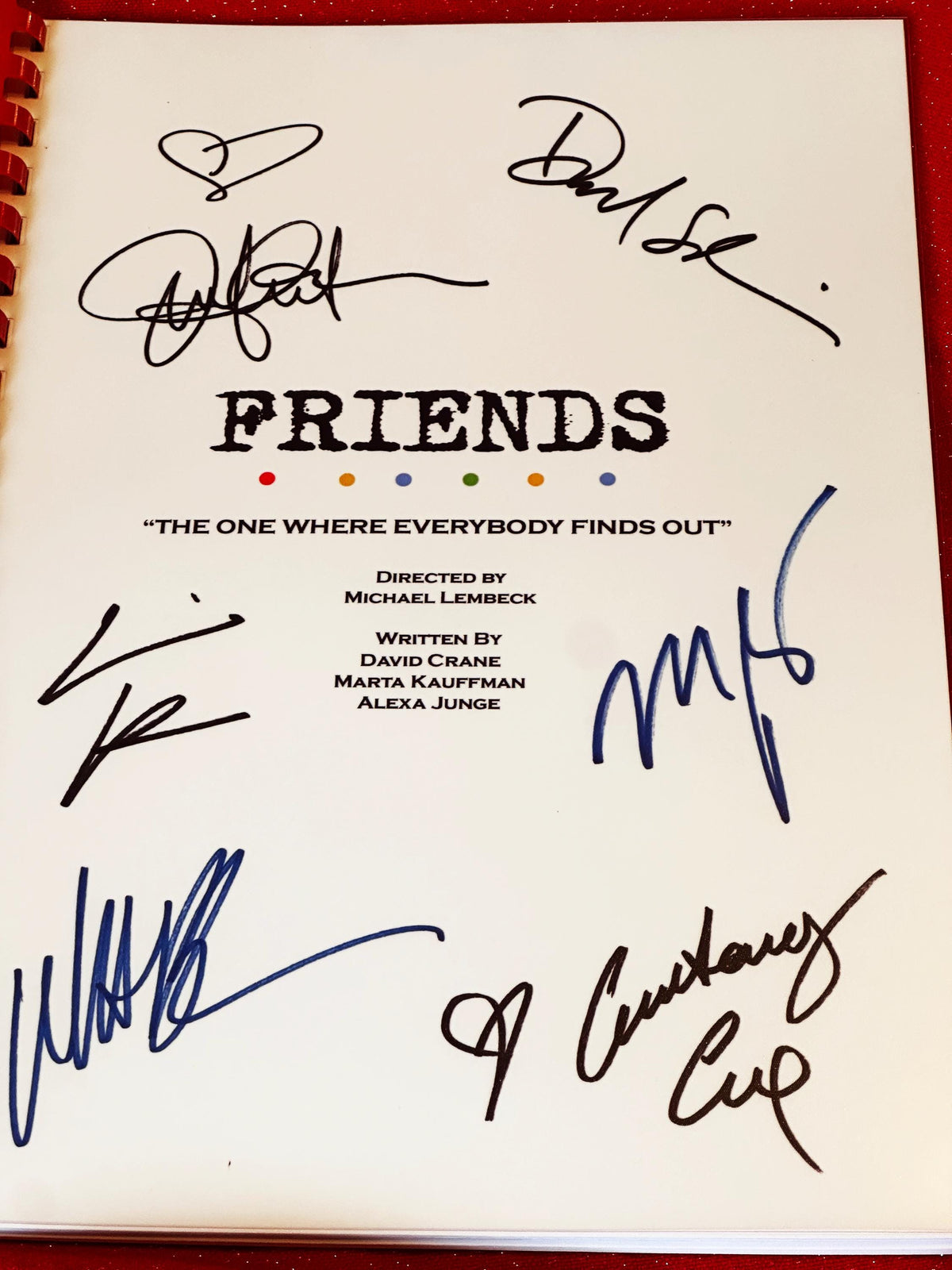 The One Where Everybody Finds Out, Script, With Printed Cast Signatures, Autographs