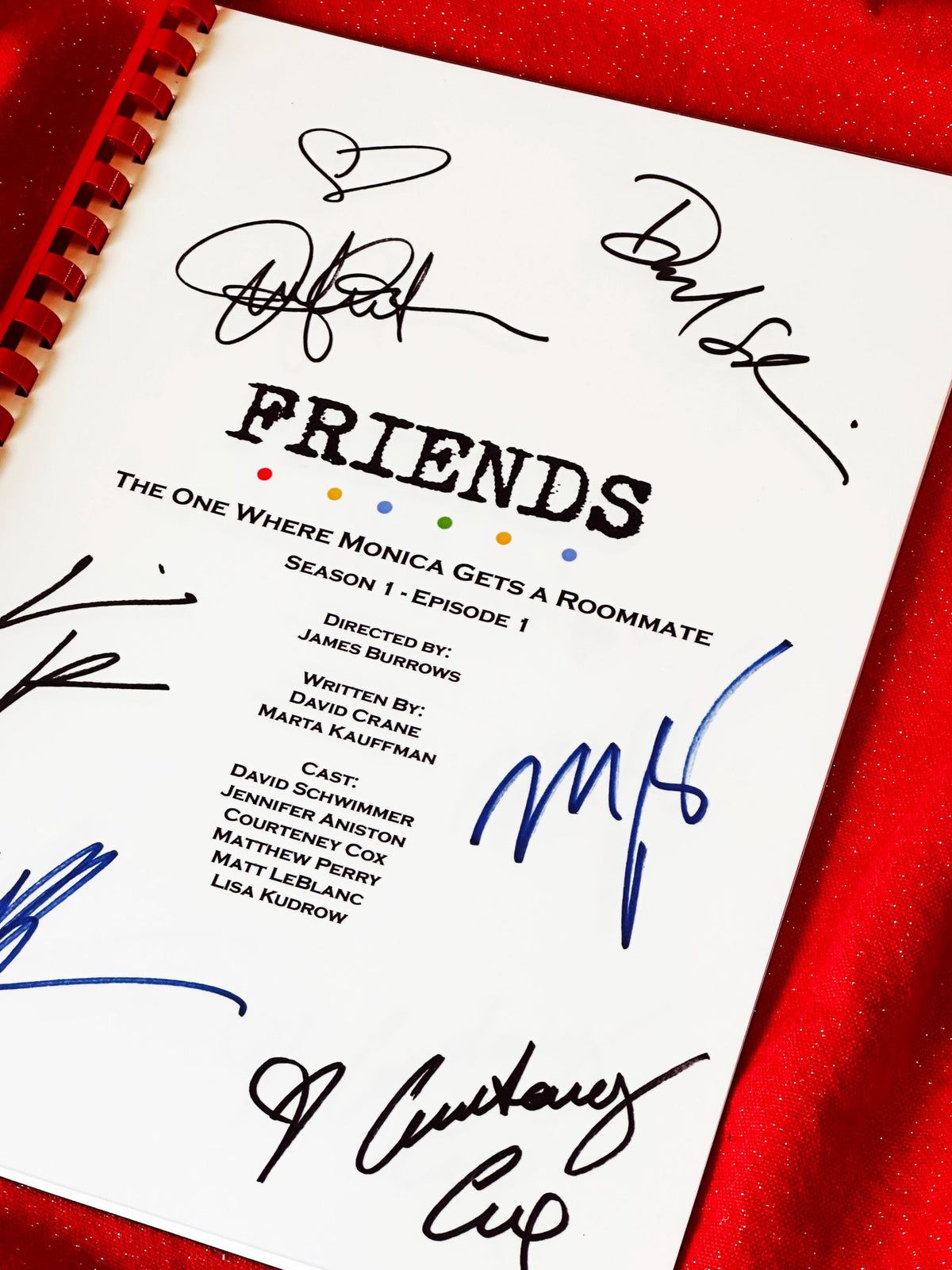 FRIENDS The One Where Monica Gets A Roommate Script, With Printed Cast Signatures, Autographs