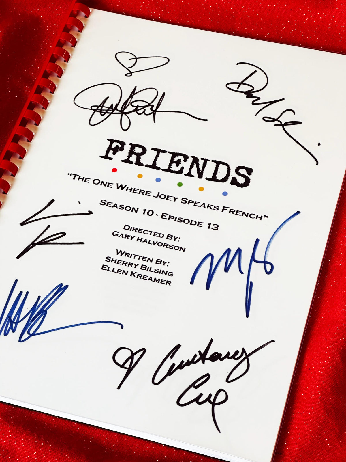 The One Where Joey Speaks French Script, With Printed Cast Signatures, Autographs