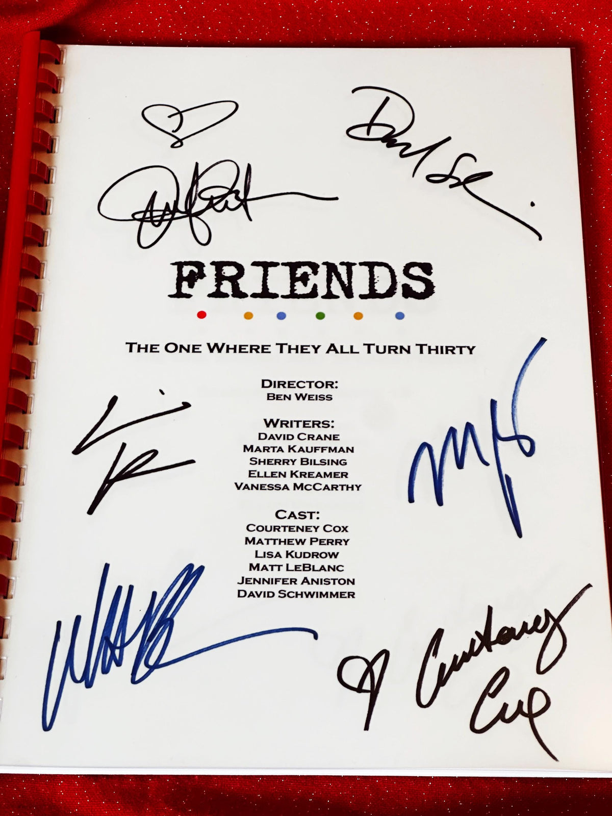 The One Where They All Turn Thirty Script, With Printed Cast Signatures, Autographs