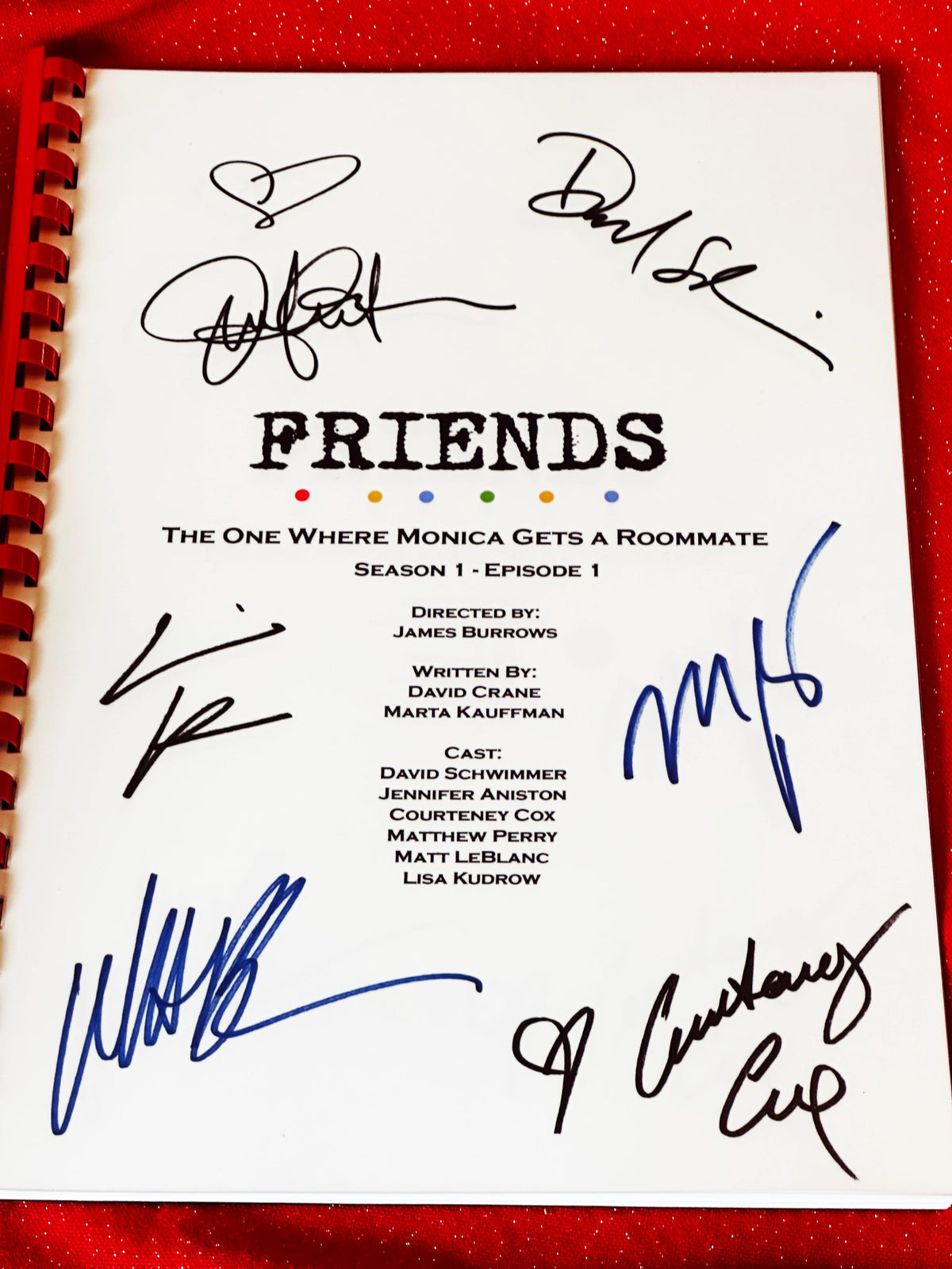 FRIENDS The One Where Monica Gets A Roommate Script, With Printed Cast Signatures, Autographs