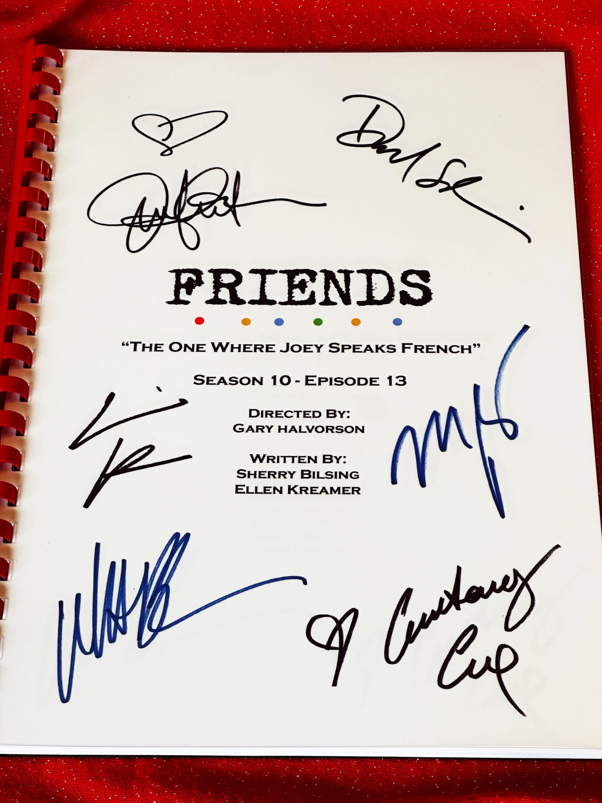 The One Where Joey Speaks French Script, With Printed Cast Signatures, Autographs