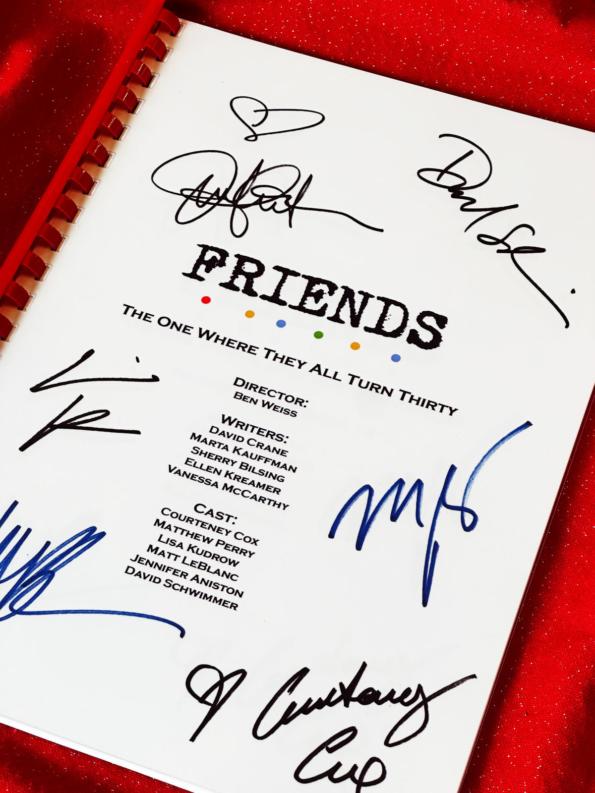 The One Where They All Turn Thirty Script, With Printed Cast Signatures, Autographs
