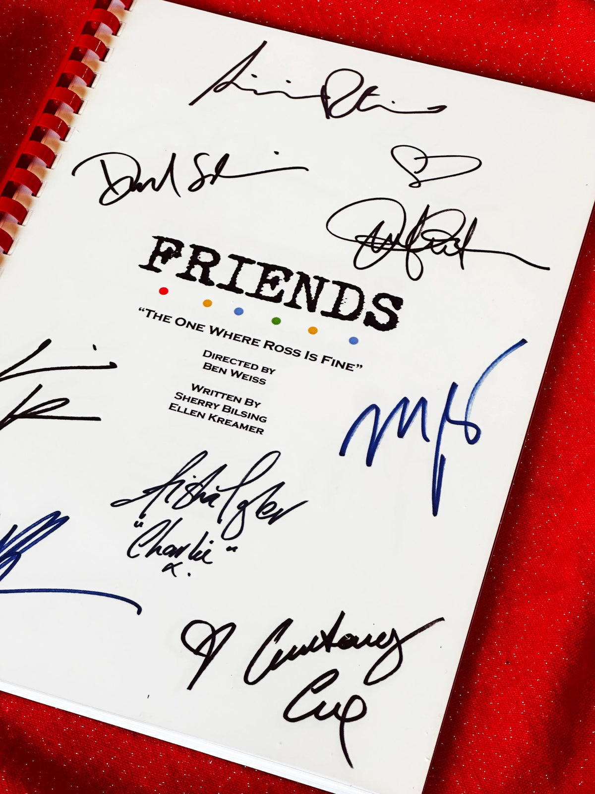 The One Where Ross Is Fine TV Script, With Printed Cast Signatures, Autographs