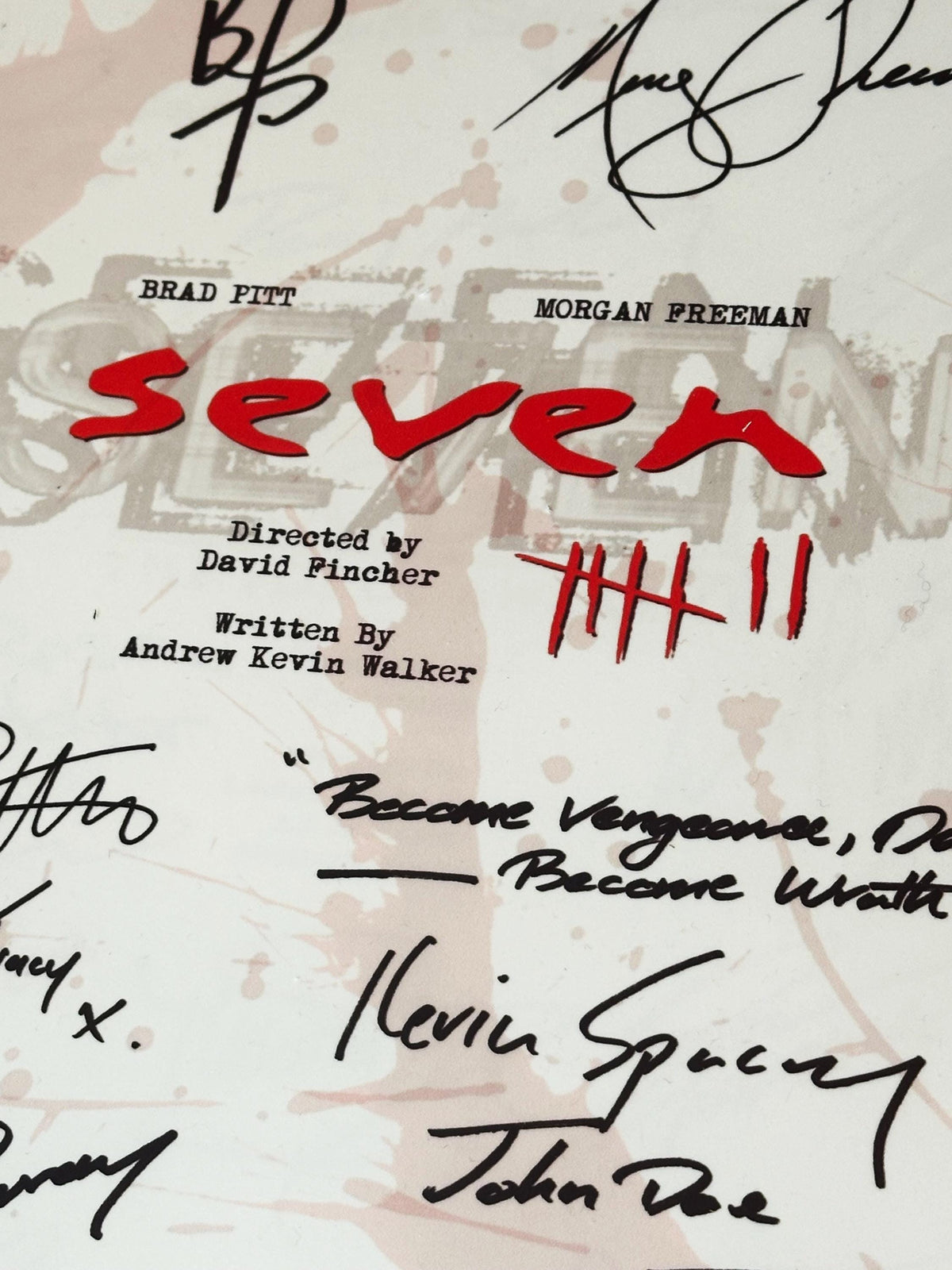 SEVEN, SE7EN, Movie Script, With Printed Cast Signatures, Autographs