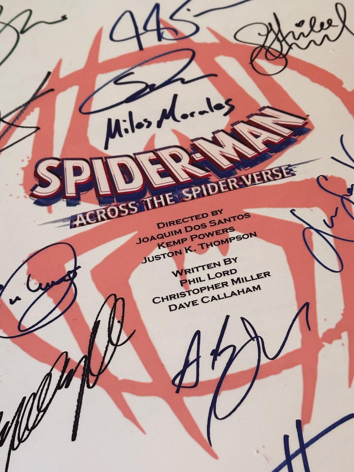 Across The Spiderverse Movie Script, with Printed Cast Signatures, Autographs