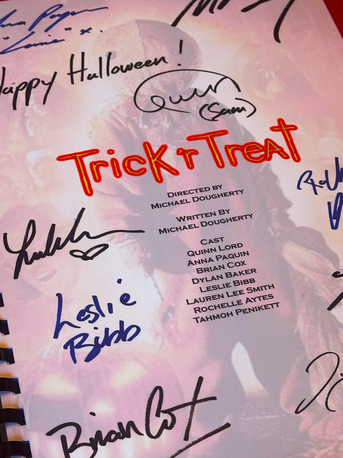 TRICK 'R TREAT Movie Script, With Printed Cast Signatures, Autographs
