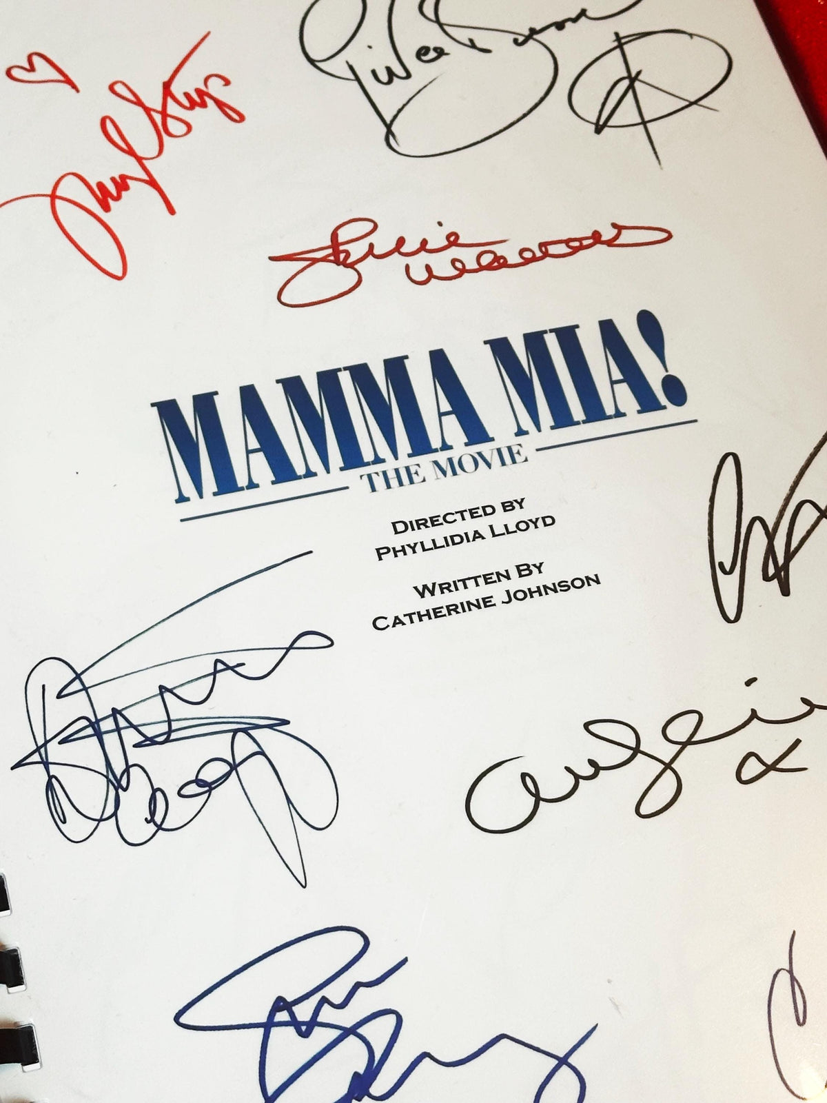 MAMMA, MIA Movie Script, With Printed Cast Signatures, Autographs